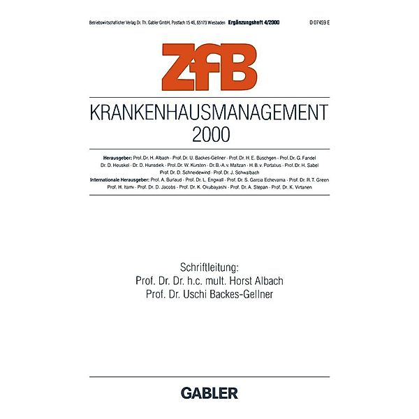 Krankenhausmanagement 2000 / ZfB Special Issue Bd.4