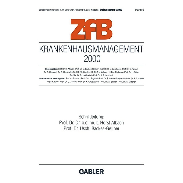 Krankenhausmanagement 2000 / ZfB Special Issue Bd.4