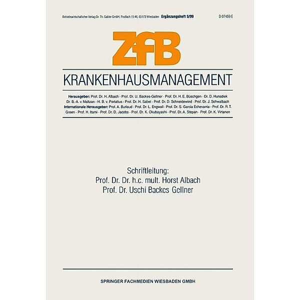 Krankenhausmanagement / ZfB Special Issue Bd.5