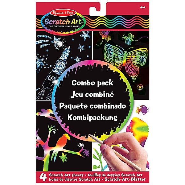 Melissa & Doug Kratzbild Scratch Art® – COMBO PACK mit Holzstift