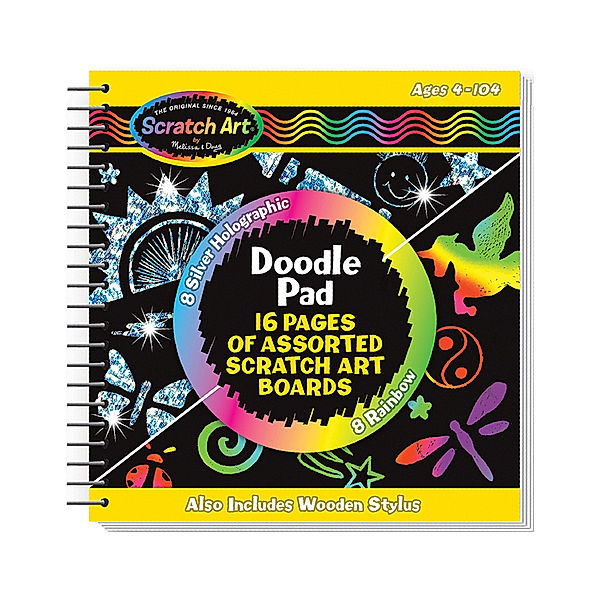 Melissa & Doug Kratzbild-Spiralblock SCRATCH ART - DOODLE mit Holzstift