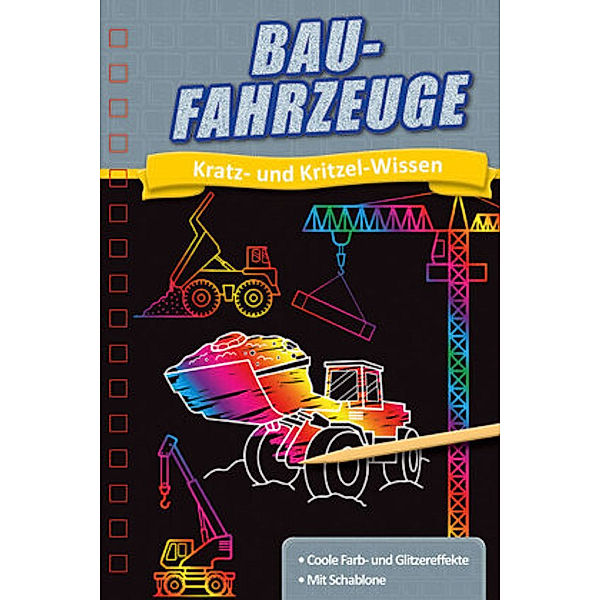 Kratzbuch: Baufahrzeuge, m. Kratzstift