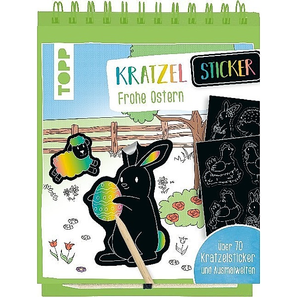 Kratzel-Sticker Frohe Ostern, m. Holz-Kratzstift, frechverlag