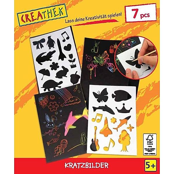 Creathek Kreativ-Set KRATZBILDER 7-teilig