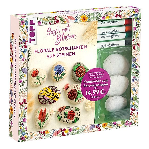 Kreativ-Set: Sag's mit Blumen - Florale Botschaften auf Steinen. Mit Anleitungsbuch und Material, Ludmila Blum