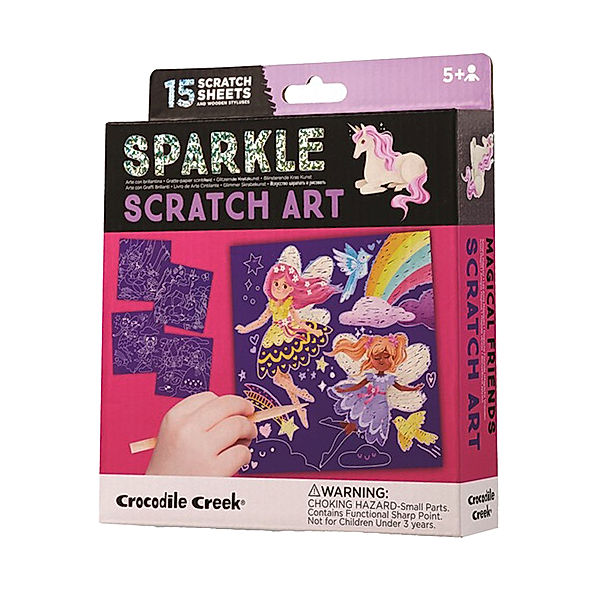 crocodile creek Kreativ-Set SPARKLE SCRATCH ART - MAGICAL FRIENDS