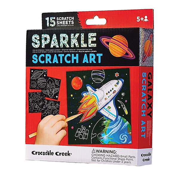 crocodile creek Kreativ-Set SPARKLE SCRATCH ART - SPACE EXPLORER