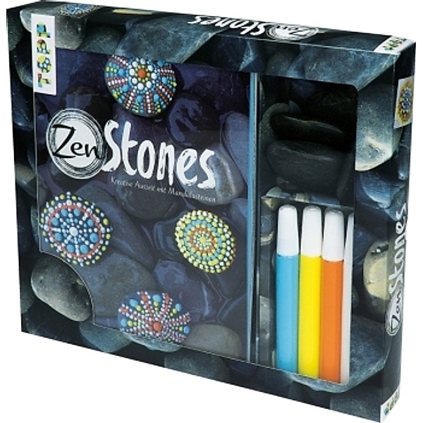 Kreativ-Set ZenStones, m 4 Steinen u. 4 Acrylfarben, Christine Bietz
