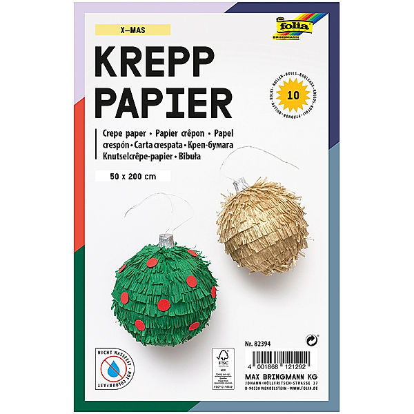 folia Krepppapier-Rollen X-MAS (50x200cm) 10-teilig