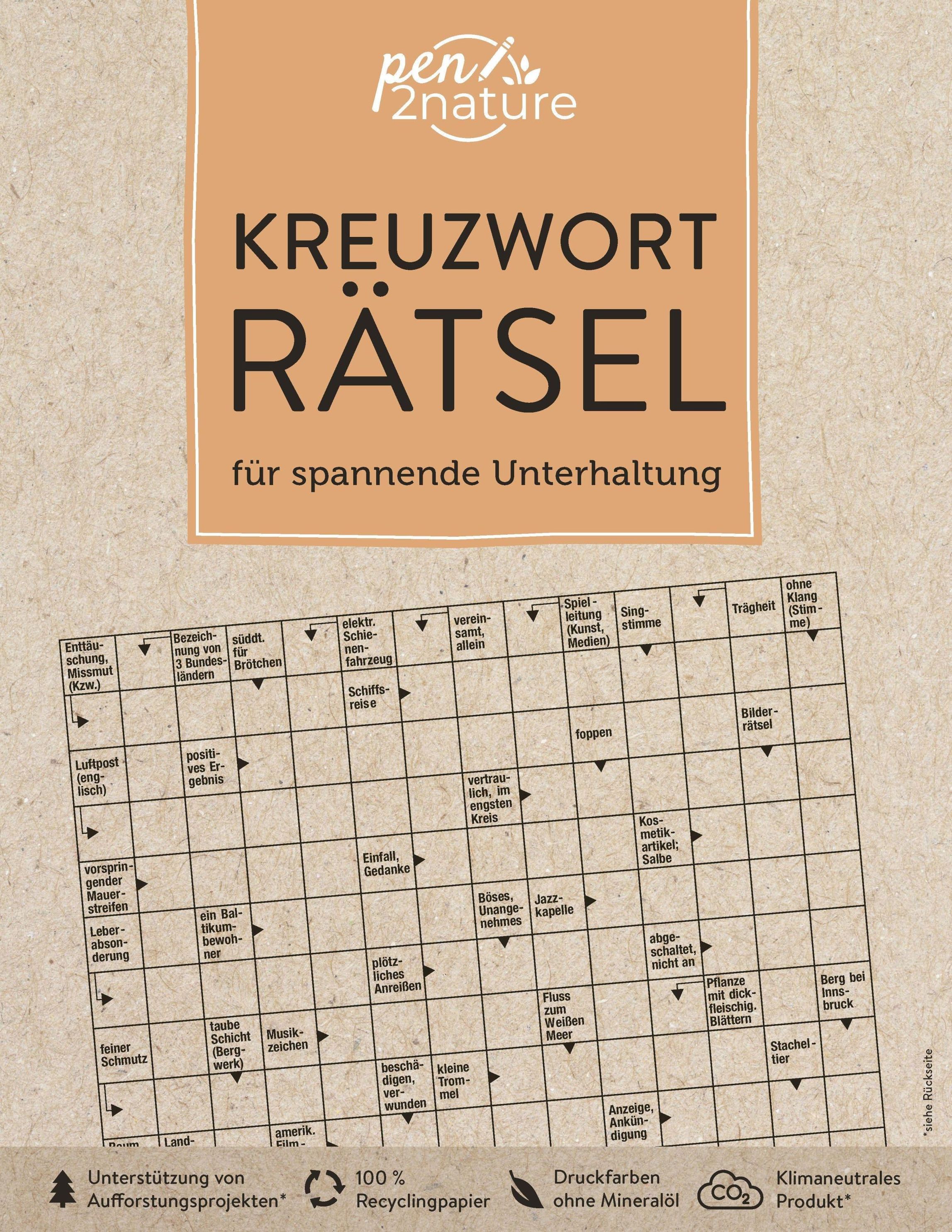 Kreuzworträtsel für spannende Unterhaltung. Nachhaltiges Rätselbuch in Farbe