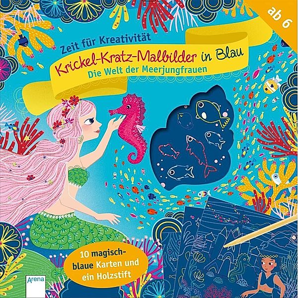 Krickel-Kratz-Malbilder in Blau. Die Welt der Meerjungfrauen