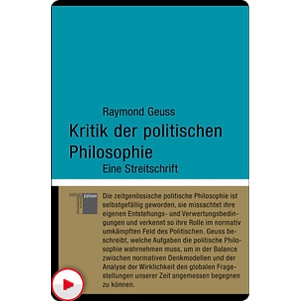 Kritik der politischen Philosophie / kleine reihe - kurze Interventionen zu aktuellen Themen, Raymond Geuss