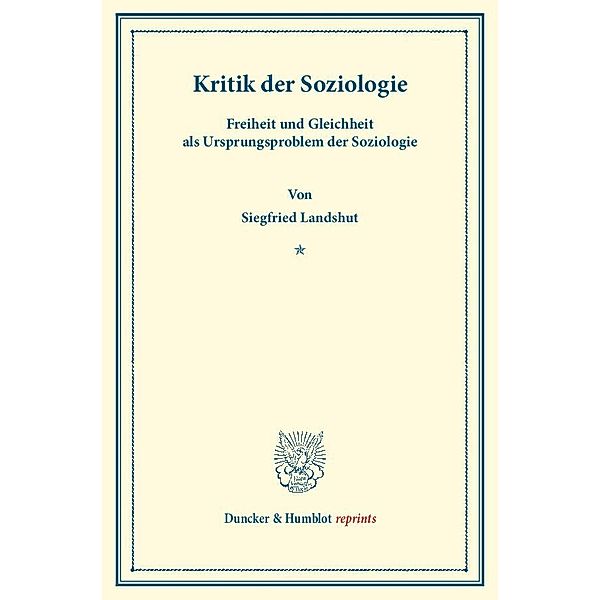 Kritik der Soziologie, Siegfried Landshut
