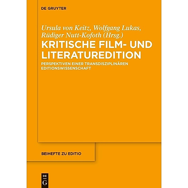 Kritische Film- und Literaturedition / Beihefte zu editio Bd.51
