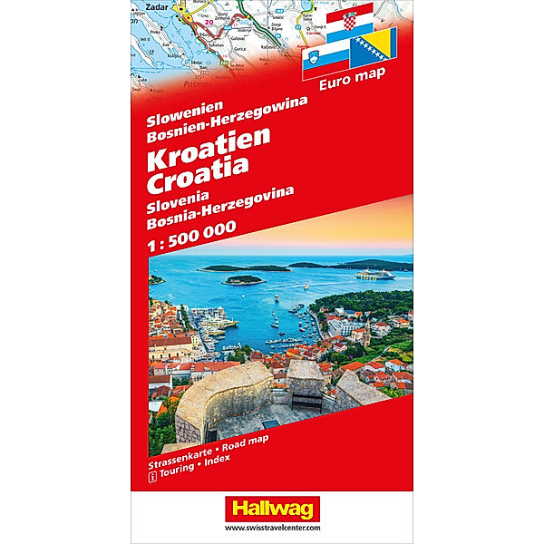 Kroatien, Slowenien, Bosnien-Herzegowina Strassenkarte 1:500 000