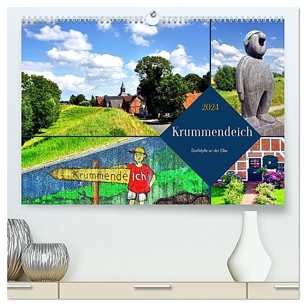 Krummendeich - Dorfidylle an der Elbe (hochwertiger Premium Wandkalender 2024 DIN A2 quer), Kunstdruck in Hochglanz, Henning von Löwis of Menar