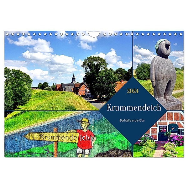 Krummendeich - Dorfidylle an der Elbe (Wandkalender 2024 DIN A4 quer), CALVENDO Monatskalender, Henning von Löwis of Menar