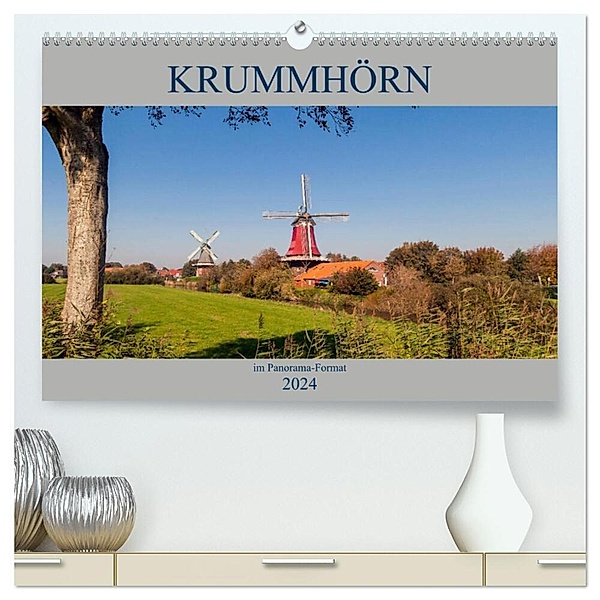 Krummhörn im Panorama-Format (hochwertiger Premium Wandkalender 2024 DIN A2 quer), Kunstdruck in Hochglanz, Andrea Dreegmeyer
