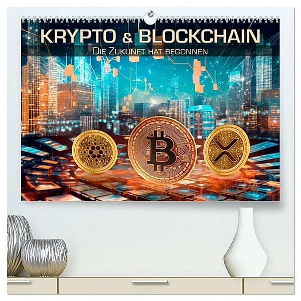 Krypto und Blockchain (hochwertiger Premium Wandkalender 2024 DIN A2 quer), Kunstdruck in Hochglanz, Melanie Viola