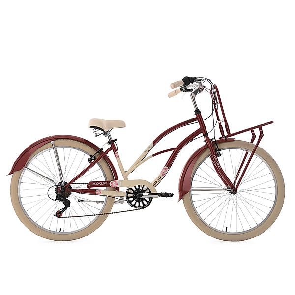 KS Cycling Cargo-Beachcruiser 6 Gänge Kahuna 26 Zoll (Farbe: rot-beige)