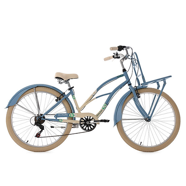 KS Cycling Cargo-Beachcruiser 6 Gänge Kahuna 26 Zoll (Farbe: blau-beige)