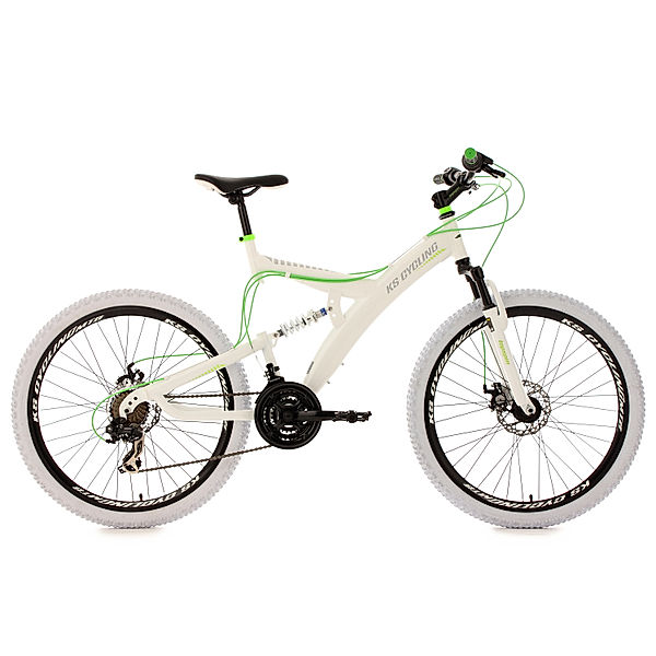 KS Cycling Fully Mountainbike 21 Gänge Topspin 26 Zoll weiß-grün weiß (Größe: 51 cm)