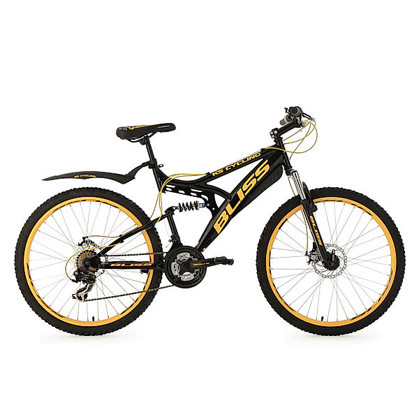 KS Cycling Fully Mountainbike Bliss 26 Zoll schwarz-gelb (Größe: 47 cm)
