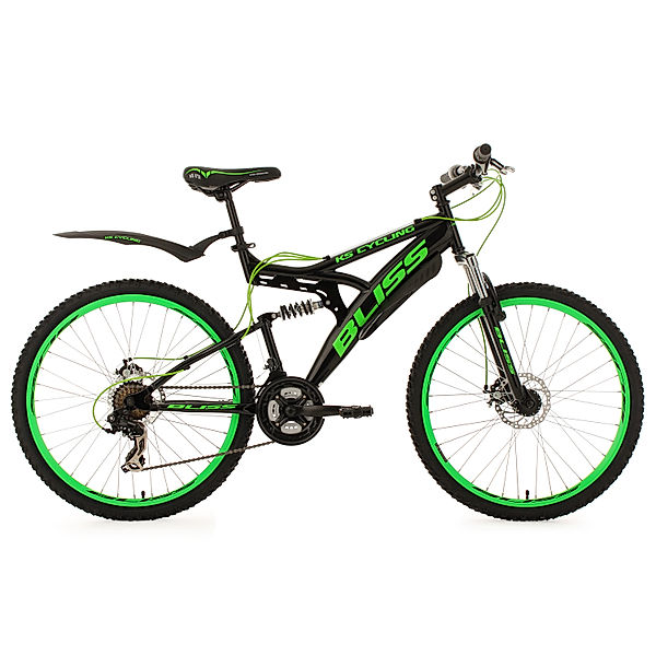 KS Cycling Fully Mountainbike Bliss 26 Zoll schwarz-grün (Größe: 47 cm)