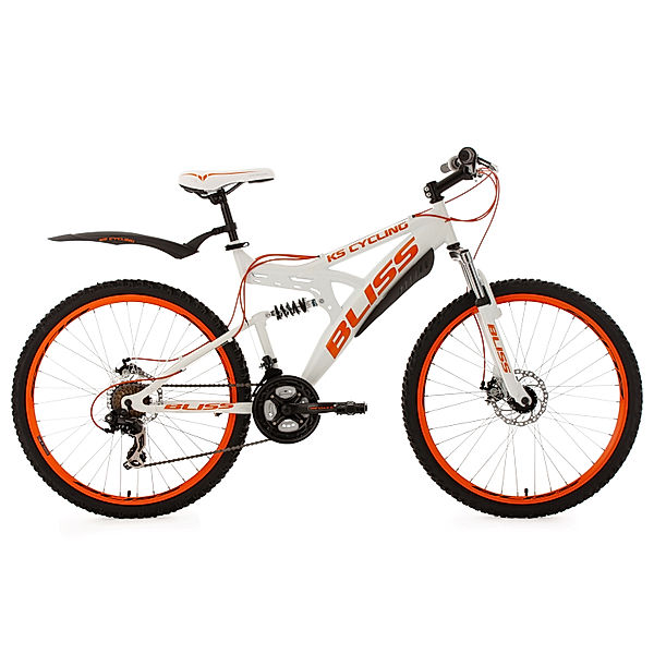 KS Cycling Fully Mountainbike Bliss 26 Zoll weiß-orange (Größe: 47 cm)