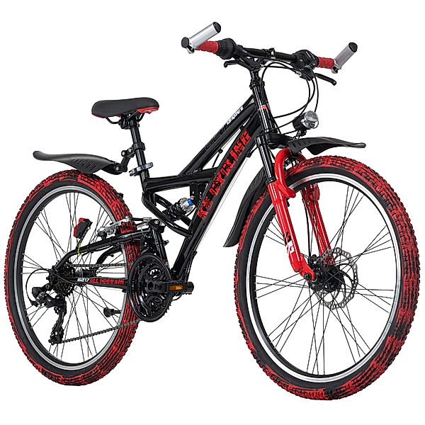 KS Cycling Kinder-Mountainbike ATB Fully 24'' Crusher schwarz-rot Schwarz-Rot