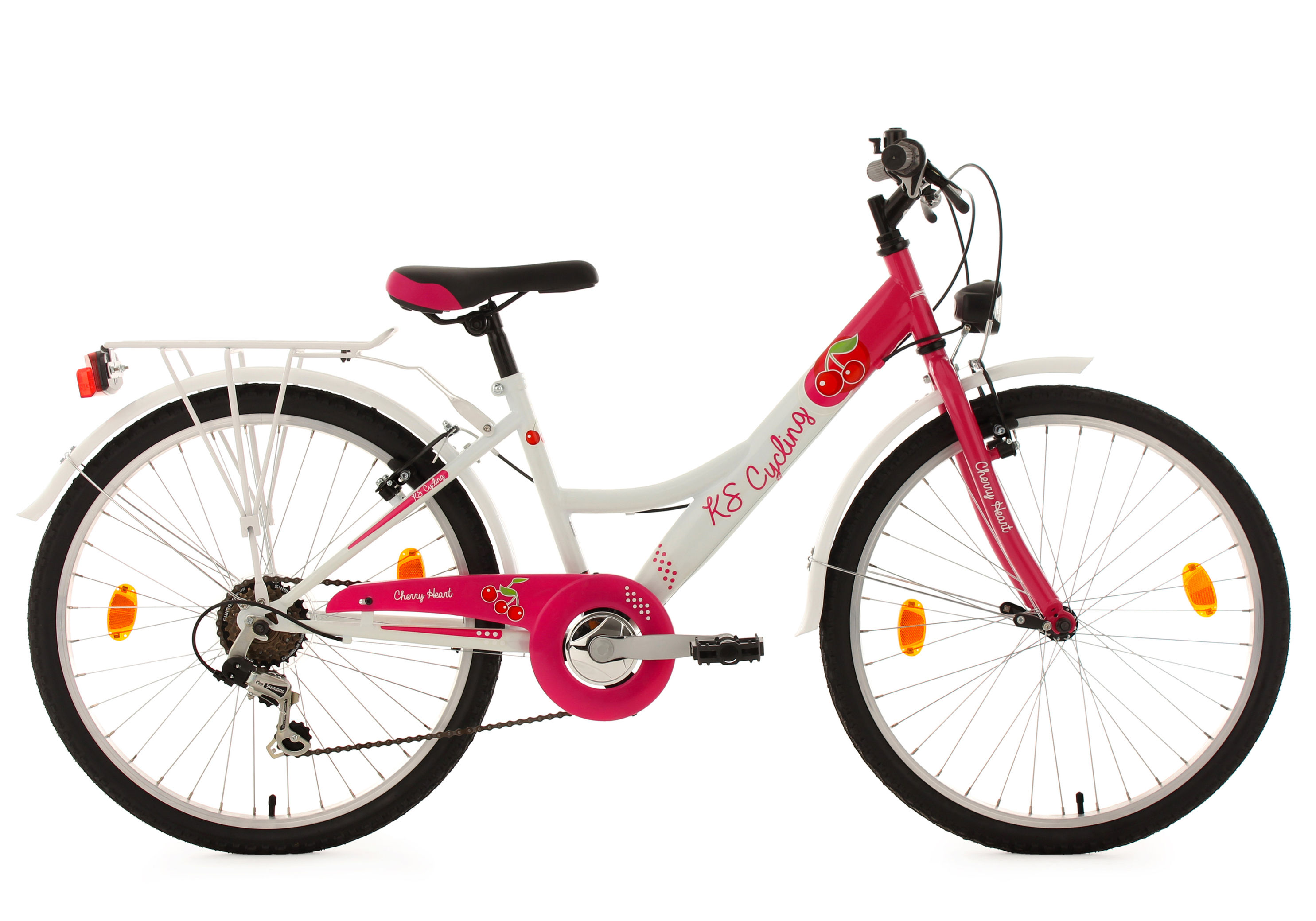 KS Cycling Kinderfahrrad 6 Gänge Mädchenfahrrad Cherry Heart 24 Zoll  weiß-pink Größe: 36 cm | Weltbild.de