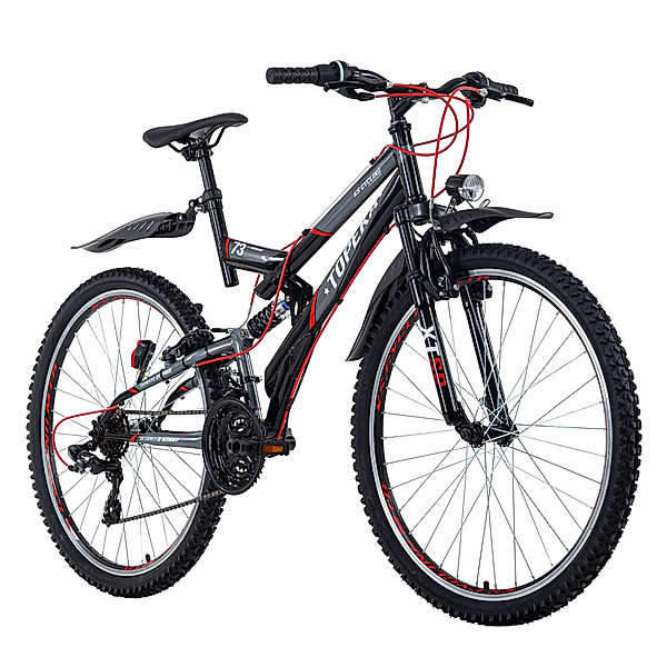 KS Cycling Mountainbike Fully ATB 26 Topeka (Farbe: Grau-Rot)