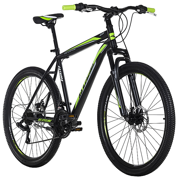 KS Cycling Mountainbike Hardtail 26 Zoll Catappa schwarz-grün schwarz-grün (Größe: 50 cm)