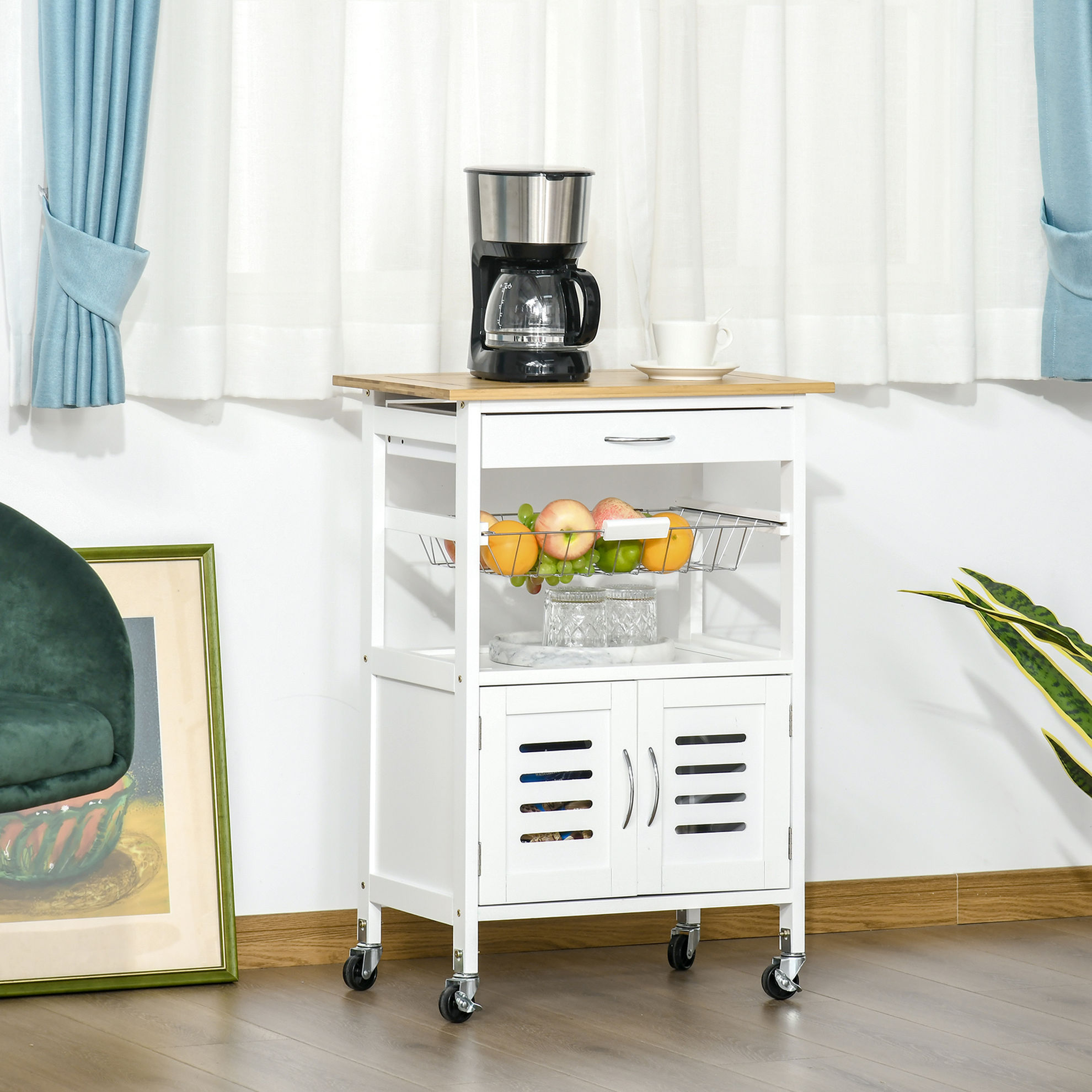 Küchenwagen mit ausziehbarem Korb und einer Schublade | Weltbild.de