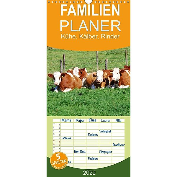 Kühe, Kälber, Rinder - Familienplaner hoch (Wandkalender 2022 , 21 cm x 45 cm, hoch), Jean-Louis Glineur