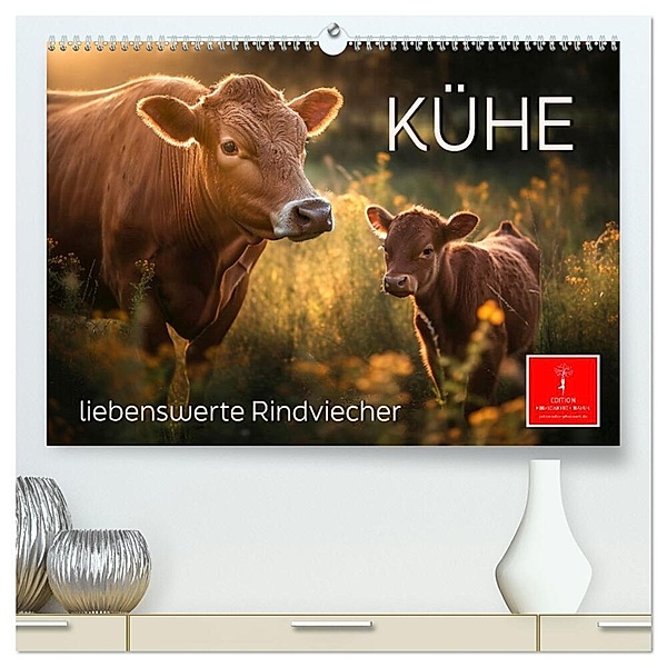 Kühe - liebenswerte Rindviecher (hochwertiger Premium Wandkalender 2024 DIN A2 quer), Kunstdruck in Hochglanz, Peter Roder