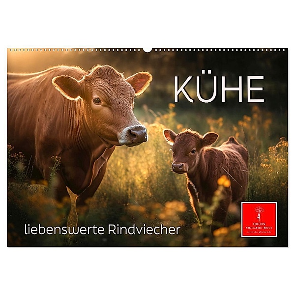 Kühe - liebenswerte Rindviecher (Wandkalender 2024 DIN A2 quer), CALVENDO Monatskalender, Peter Roder