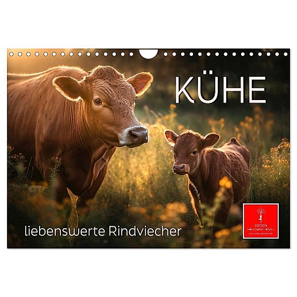 Kühe - liebenswerte Rindviecher (Wandkalender 2024 DIN A4 quer), CALVENDO Monatskalender, Peter Roder