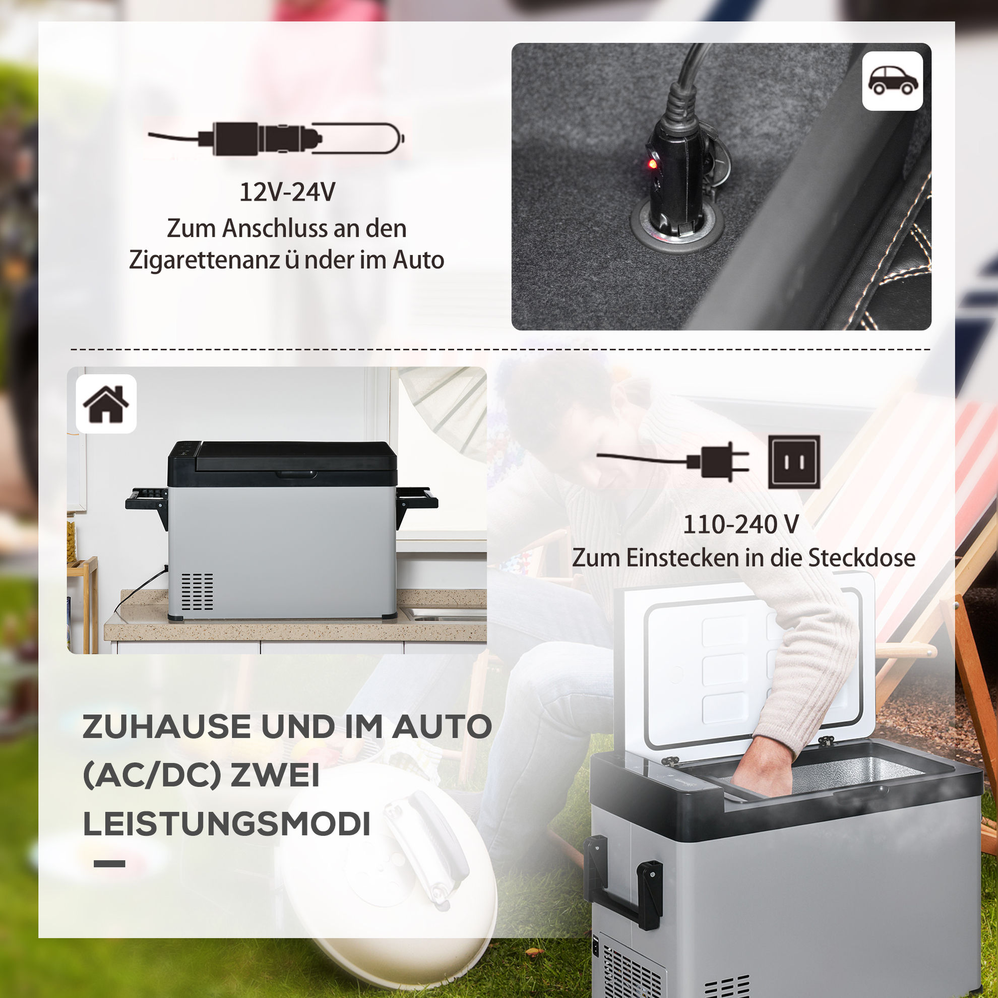 Kühlbox mit Fußhocker bunt Farbe: grau, schwarz online kaufen