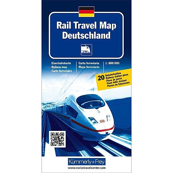 Kümmerly+Frey Karte Rail Travel Map Deutschland. Rail Travel Map Germany