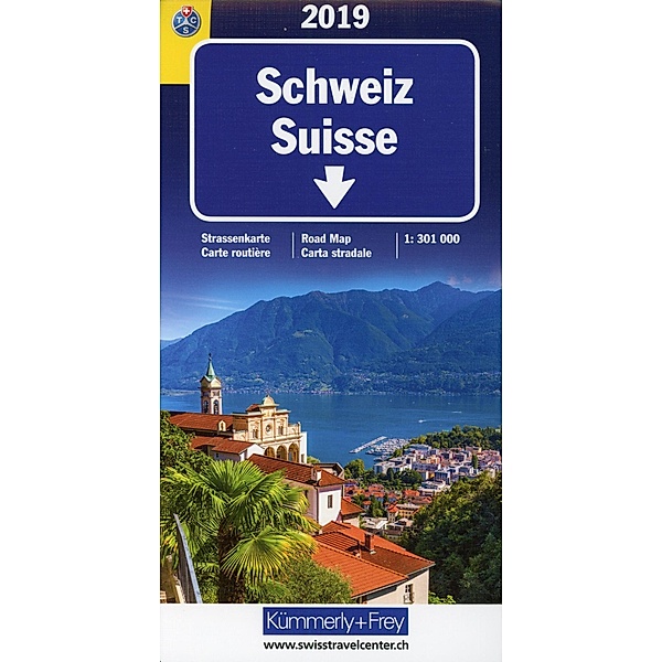 Kümmerly+Frey Karte Schweiz / Suisse / Scizzera / Switzerland TCS Ausgabe 2019 Strassenkarte