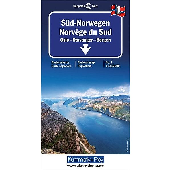 Kümmerly+Frey Karte Süd-Norwegen Regionalkarte. Norvège du Sud / Southern Norway / Soer-Norge