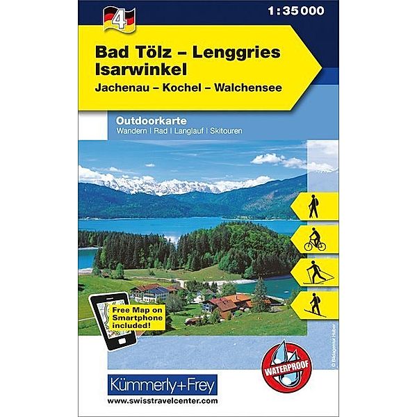 Kümmerly+Frey Outdoorkarte Bad Tölz, Lenggries, Isarwinkel, Jachenau, Kochel, Walchensee