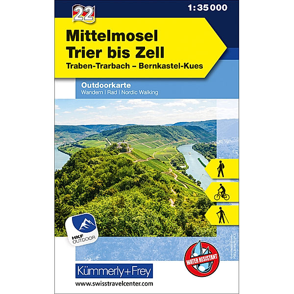 Kümmerly+Frey Outdoorkarte Deutschland 22 Mittelmosel, Trier bis Zell 1:35.000