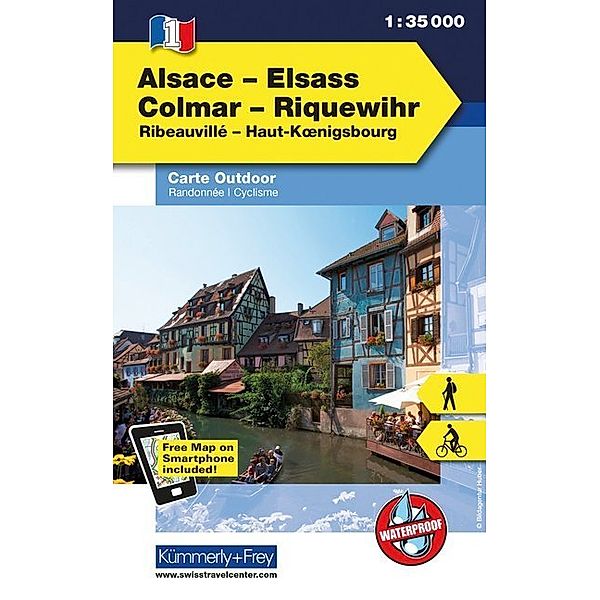 Kümmerly+Frey Outdoorkarte Elsass, Vogesen - Alsace/Elsass, Colmar, Riquewihr