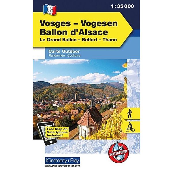 Kümmerly+Frey Outdoorkarte Elsass, Vogesen - Vosges/Vogesen, Ballon d' Alsace