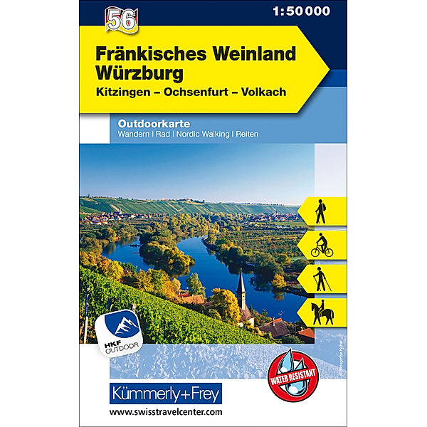 Kümmerly+Frey Outdoorkarte Fränkisches Weinland, Würzburg, Kitzingen, Ochsenfurt, Volkach