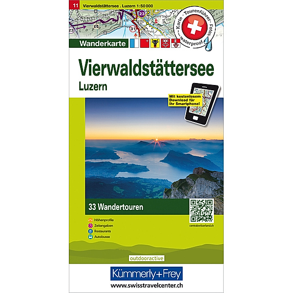 Kümmerly+Frey Touren-Wanderkarten / Vierwaldstättersee Nr .11 Luzern Touren-Wanderkarte 1:50 000