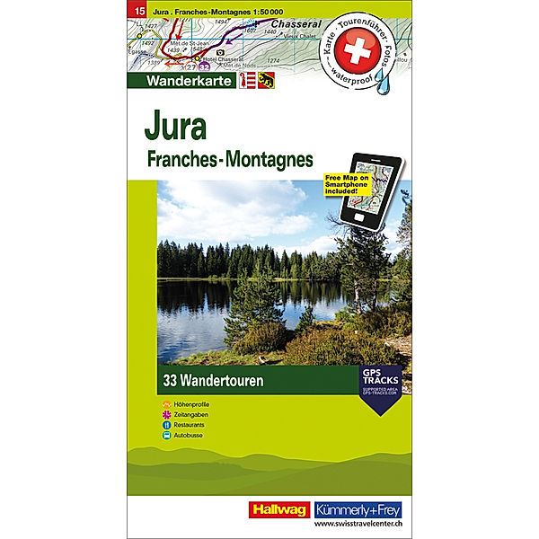 Kümmerly+Frey Touren-Wanderkarten / Jura Franches-Montagnes Nr. 15 Touren-Wanderkarte 1:50 000