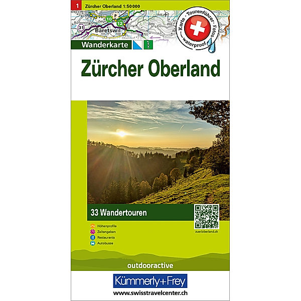 Kümmerly+Frey Wandertourenkarte 1 Zürcher Oberland 1:50.000